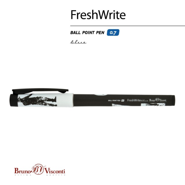 Ручка шариковая синяя BV FreshWrite RAP 0.7мм принт Превью 5