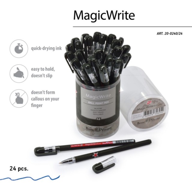 Ручка шариковая синяя BV MagicWrite Милитари 0.5 принт Превью 1