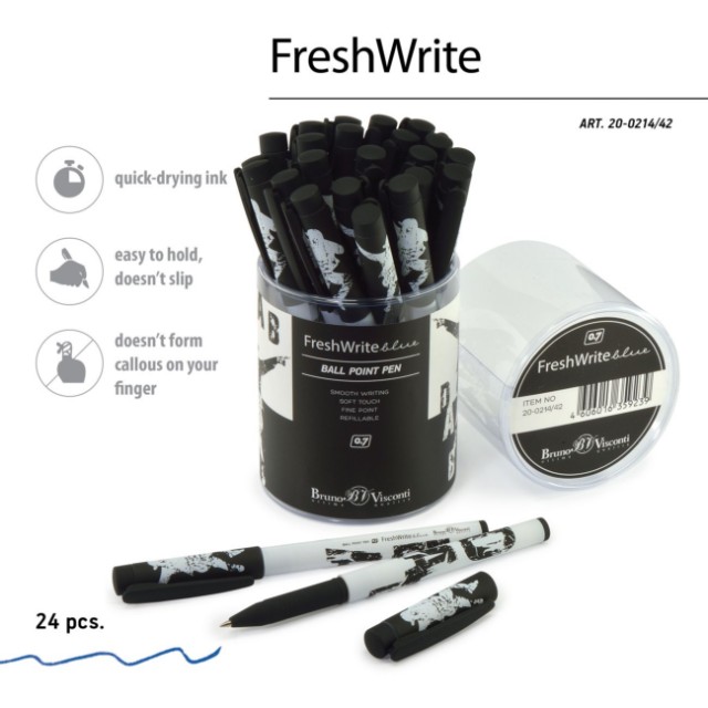 Ручка шариковая синяя BV FreshWrite Dab 0.7мм принт Превью 3