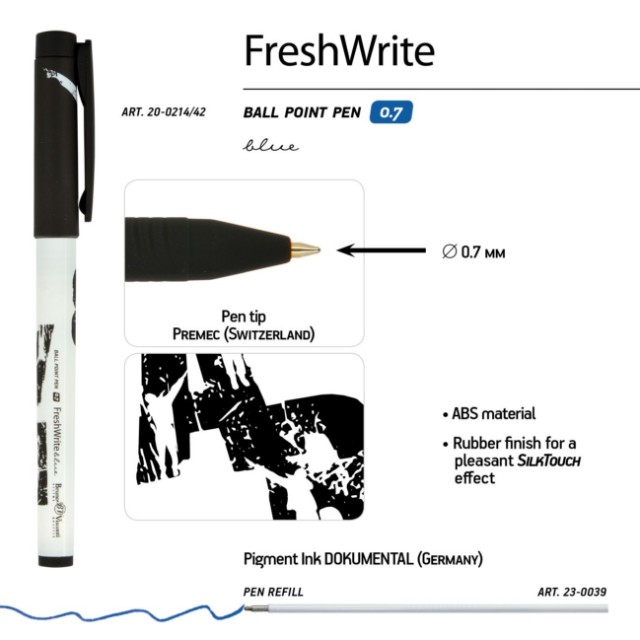 Ручка шариковая синяя BV FreshWrite Dab 0.7мм принт Превью 1