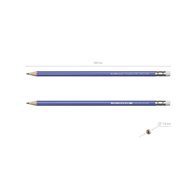 Карандаш ч/гр HB EK Grafica 101 с/ластиком Превью 1