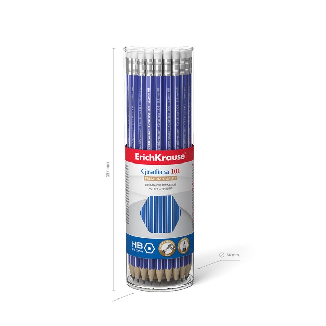 Карандаш ч/гр HB EK Grafica 101 с/ластиком Превью 4