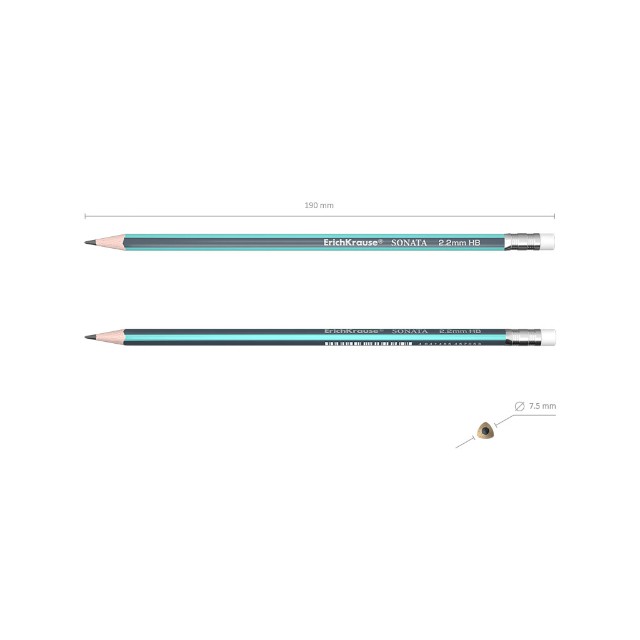 Карандаш ч/гр HB EK Sonata с/ластиком Превью 1