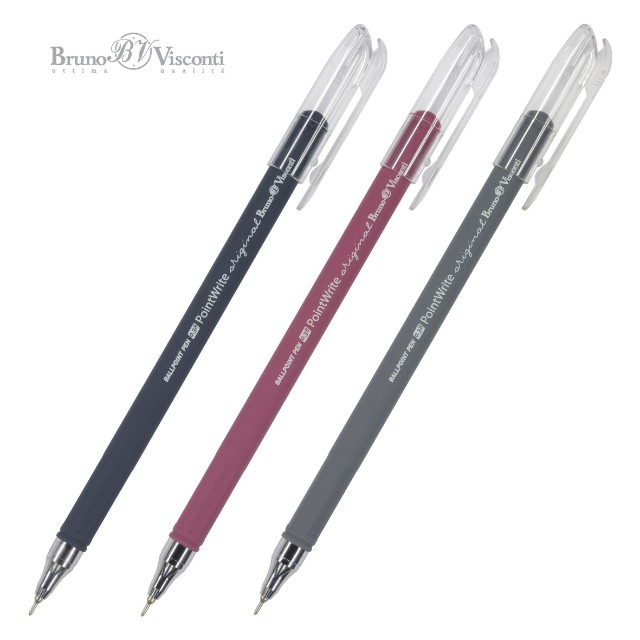 Ручка шариковая синяя BV PointWrite Original 0.38 (ассорти 3цв)