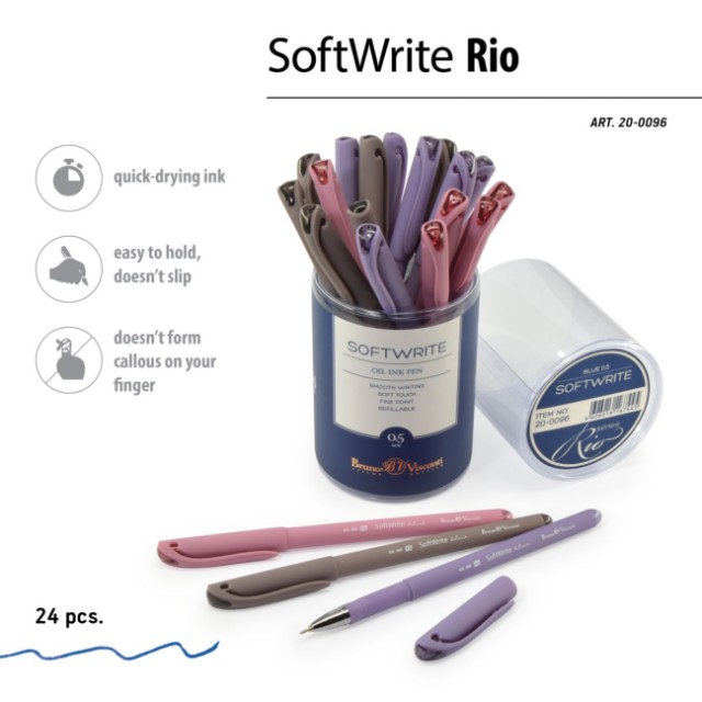 Ручка шариковая синяя BV SoftWrite RIO масляная 0.5 мм 5 ц Превью 7