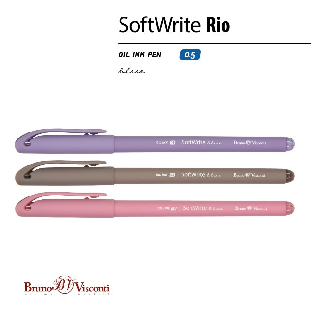 Ручка шариковая синяя BV SoftWrite RIO масляная 0.5 мм 5 ц Превью 4