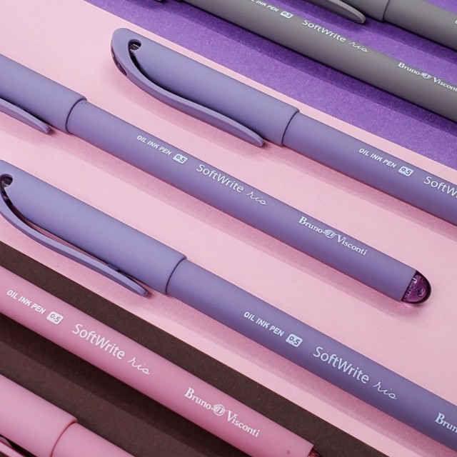 Ручка шариковая синяя BV SoftWrite RIO масляная 0.5 мм 5 ц Превью 2