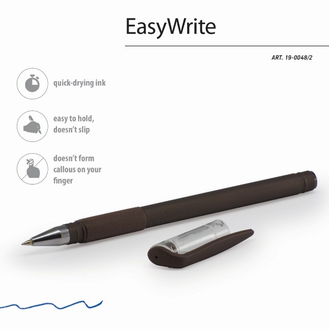 Ручка шариковая синяя BV EasyWrite original корич/серый под персонализацию
