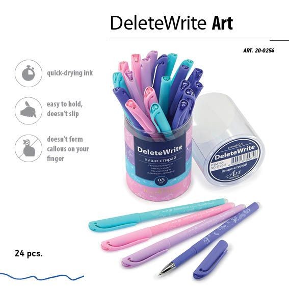 Ручка гелевая Пиши-стирай синяя BV Delete Write Art Единорог Превью 1