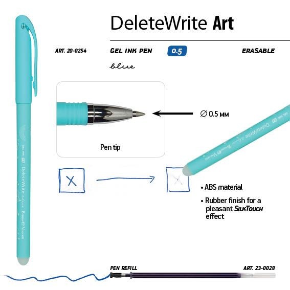 Ручка гелевая Пиши-стирай синяя BV Delete Write Art Единорог Превью 4