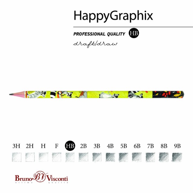 Карандаш ч/гр HB BV HappyGraphix Енот на самокате треуг б/ластика Превью 4