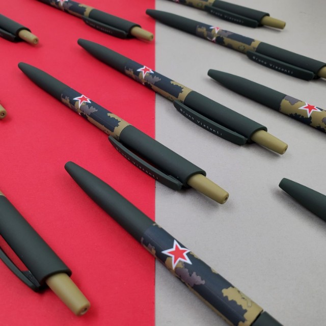 Ручка шариковая синяя BV HappyClick Милитари 0.5 Превью 6