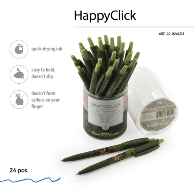 Ручка шариковая синяя BV HappyClick Милитари 0.5 Превью 4