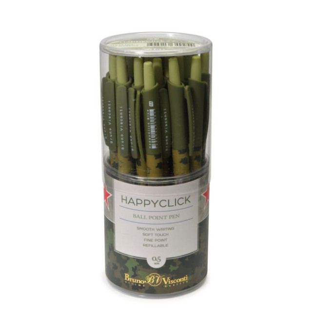 Ручка шариковая синяя BV HappyClick Милитари 0.5 Превью 1