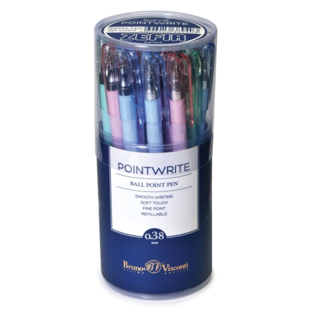 Ручка шариковая синяя BV PointWrite Zefir 0.38 корпус пастель Превью 3