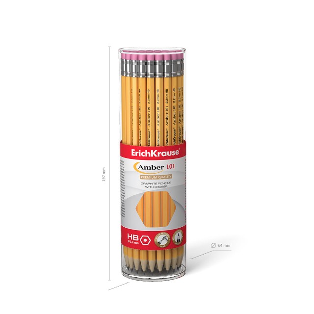 Карандаш ч/гр HB EK Amber 100 101 с/ластиком Превью 3