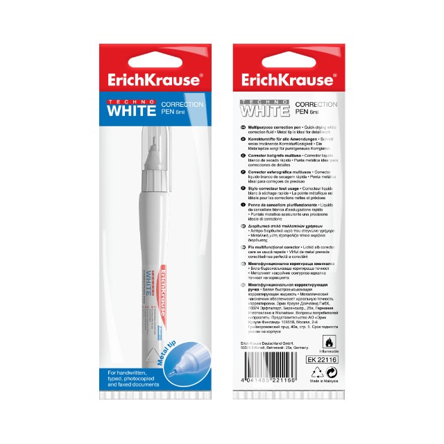 Штрих-ручка 6мл Techno white Превью 2
