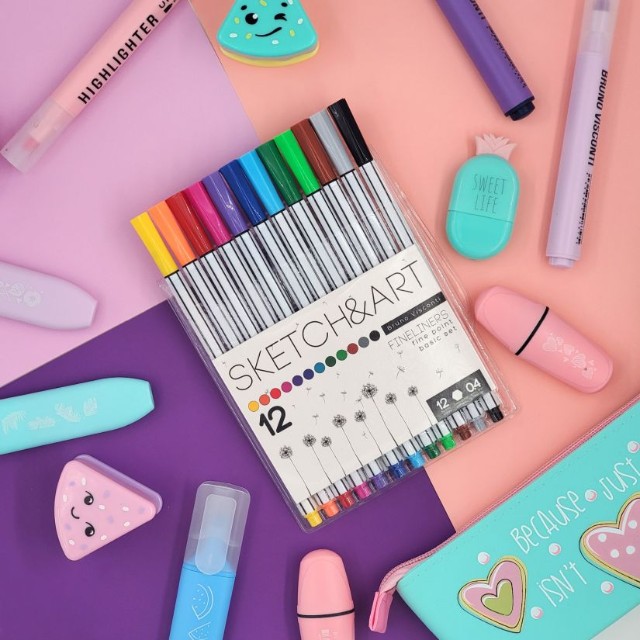 Ручки капиллярные 12 цв BV Basic 0,4мм Превью 2