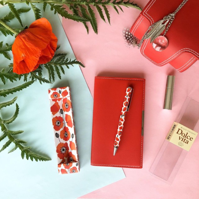 Ручка подар шар BV Dolce vita синяя 0,7мм Маки метал Превью 3