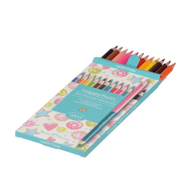 Карандаши цветные 24 цв 12 шт BV HappyTwin Превью 7