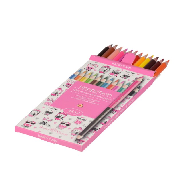 Карандаши цветные 24 цв 12 шт BV HappyTwin Превью 2