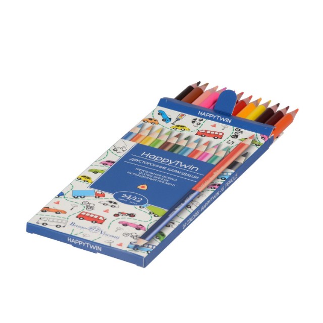 Карандаши цветные 24 цв 12 шт BV HappyTwin Превью 6