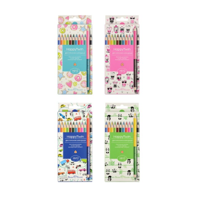 Карандаши цветные 24 цв 12 шт BV HappyTwin Превью 9
