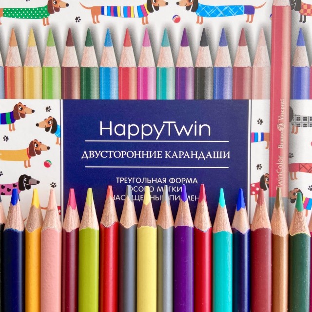 Карандаши цветные двустор 18шт/36 цв BV HappyTwin Превью 10