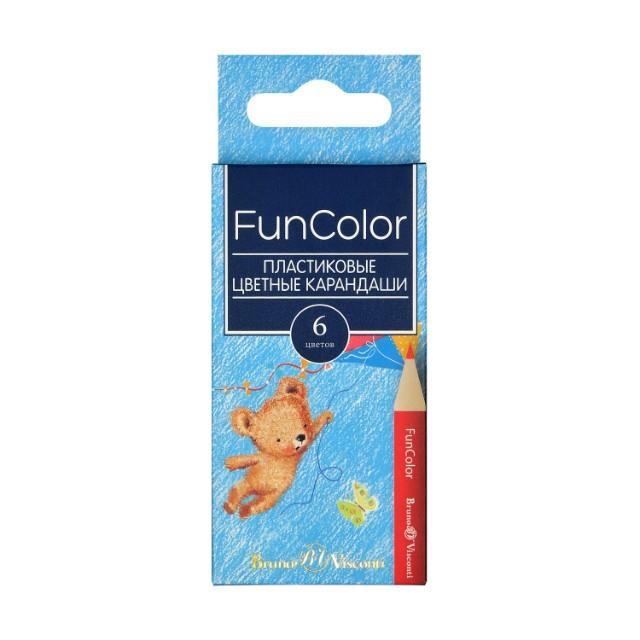 Карандаши цветные 6 цв пластик BV FunColor укорочен. Превью 2