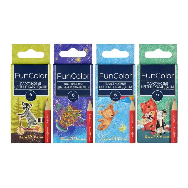 Карандаши цветные 6 цв пластик BV FunColor укорочен. Превью 4