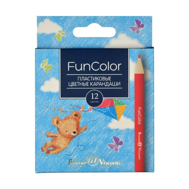 Карандаши цветные 12 цв пластик BV Fun Color УКОРОЧ Превью 2