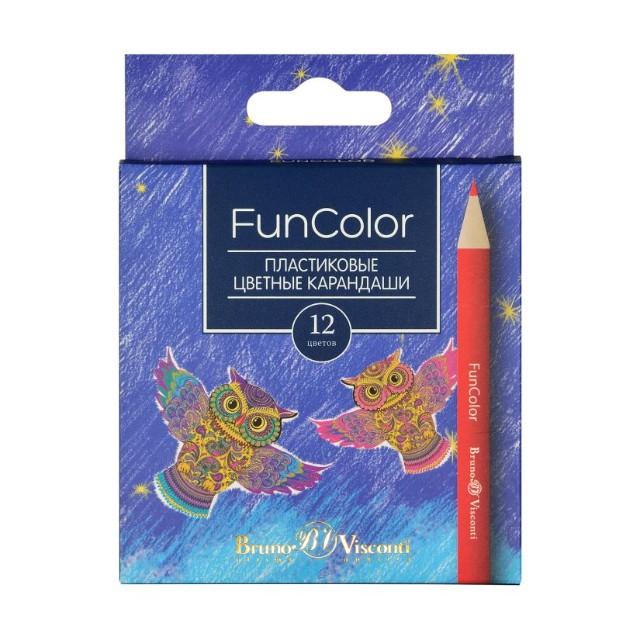 Карандаши цветные 12 цв пластик BV Fun Color УКОРОЧ Превью 7