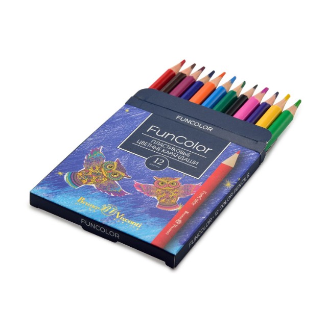 Карандаши цветные 12 цв пластик BV Fun Color УКОРОЧ Превью 14