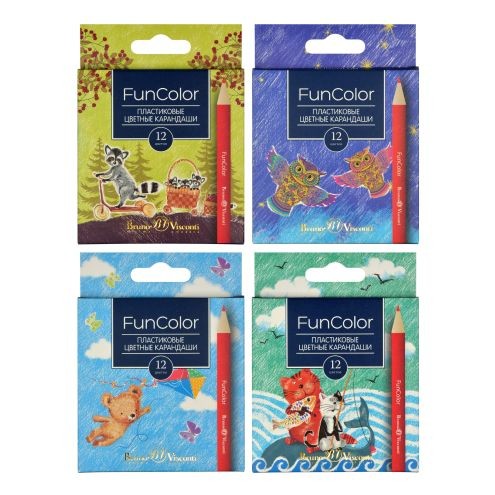 Карандаши цветные 12 цв пластик BV Fun Color УКОРОЧ Превью 3