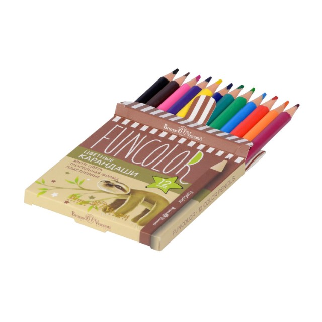 Карандаши цветные 12 цв пластик BV Fun Color УКОРОЧ Превью 6