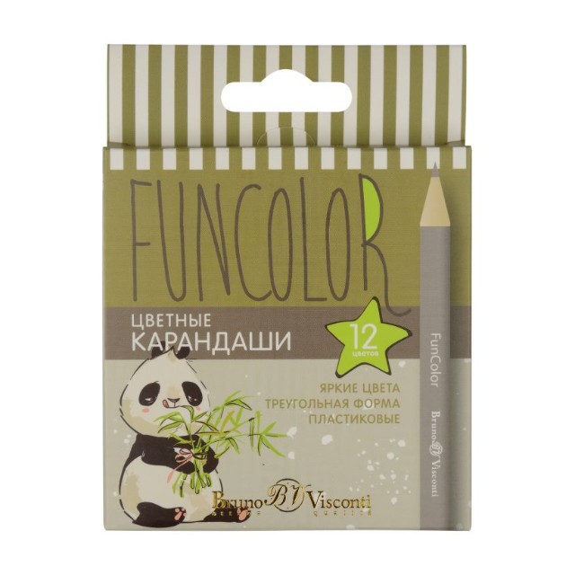 Карандаши цветные 12 цв пластик BV Fun Color УКОРОЧ Превью 1