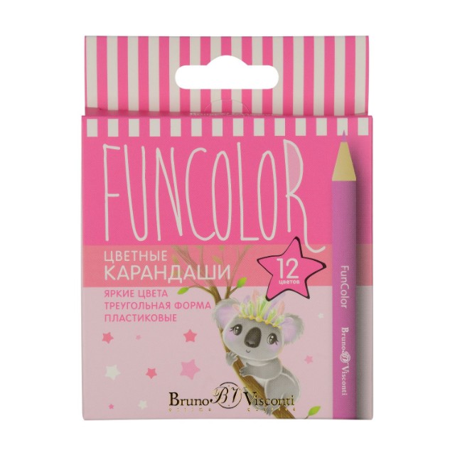 Карандаши цветные 12 цв пластик BV Fun Color УКОРОЧ Превью 11