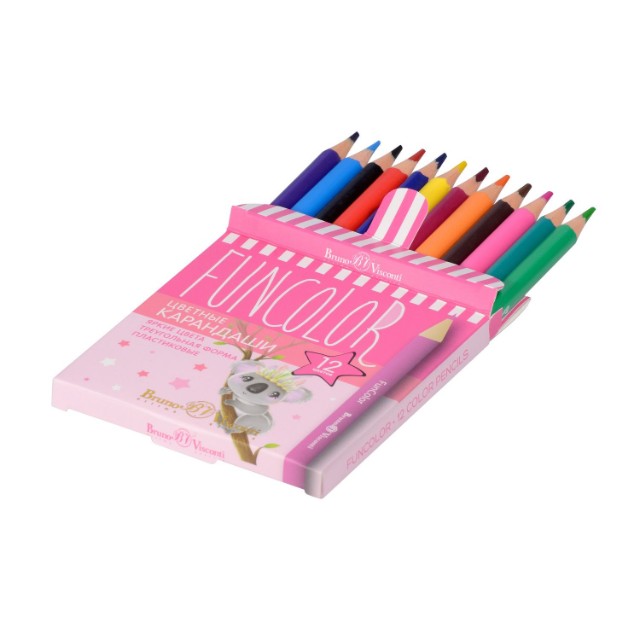 Карандаши цветные 12 цв пластик BV Fun Color УКОРОЧ Превью 5