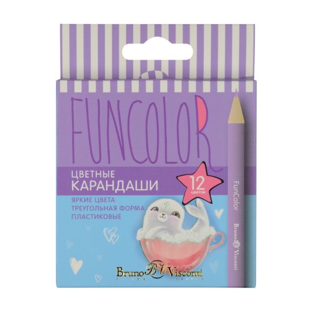 Карандаши цветные 12 цв пластик BV Fun Color УКОРОЧ Превью 4