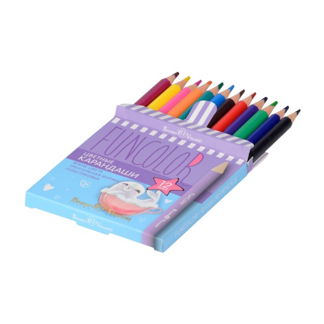 Карандаши цветные 12 цв пластик BV Fun Color УКОРОЧ Превью 12