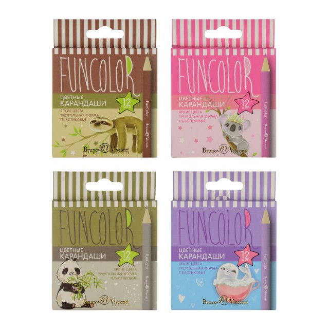 Карандаши цветные 12 цв пластик BV Fun Color УКОРОЧ Превью 9