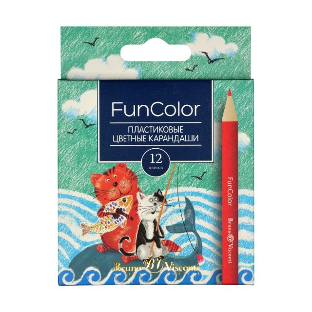 Карандаши цветные 12 цв пластик BV Fun Color УКОРОЧ Превью 10