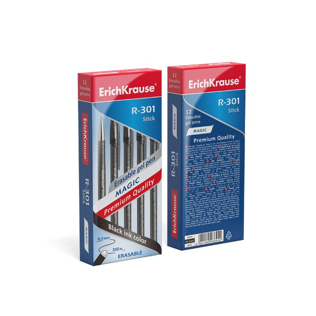 Ручка гелевая Пиши-стирай черная EK 0,4мм R-301 серый корпус Превью 4