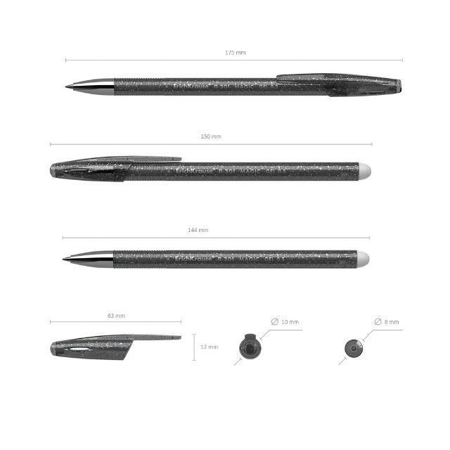 Ручка гелевая Пиши-стирай черная EK 0,4мм R-301 серый корпус Превью 1