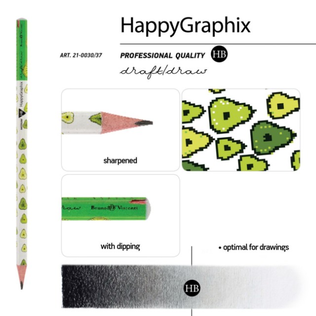 Карандаш ч/гр HB BV HappyGraphix Груши трехгр б/ластика Превью 7