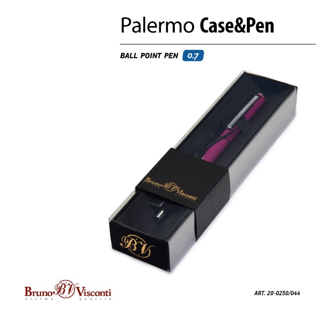 Ручка подар шар BV Palermo синяя 0,7мм авт бордо корпус чер Превью 2