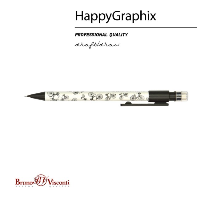 Карандаш мех. 0.7мм BV HappyGraphix Велосипеды с/ластиком Превью 1
