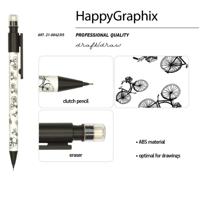 Карандаш мех. 0.7мм BV HappyGraphix Велосипеды с/ластиком Превью 2