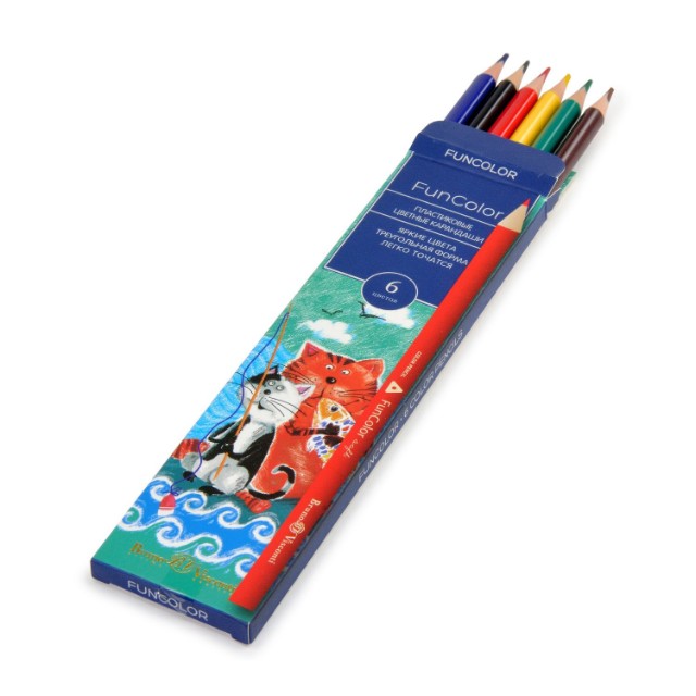 Карандаши цветные 6 цв пластик BV FunColor Превью 7