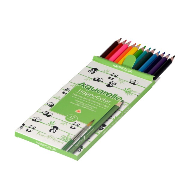 Карандаши цветные 12 цв акварел BV HappyColor к/к Превью 11
